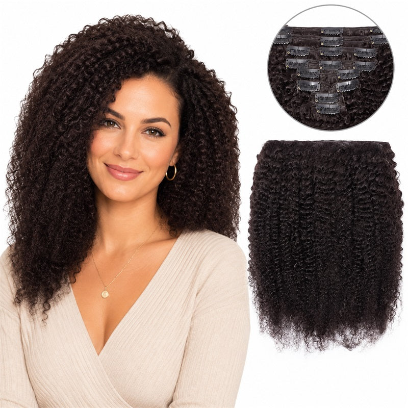 Natural-Looking Curly Clip Wefts