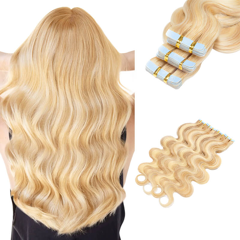 Hair Extensions Wavy Tape Ins 2 Pack 40pcs Bundle For More Volume E-LITCHI® Hair