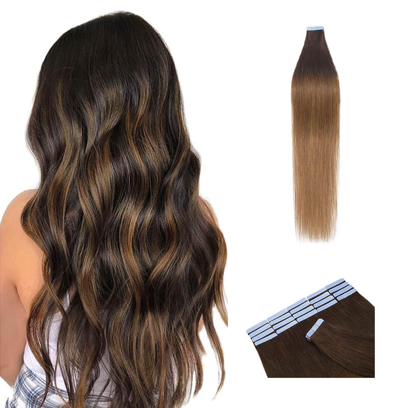 Ombre Tape In Human Hair Extension 20pcs Natural Straight