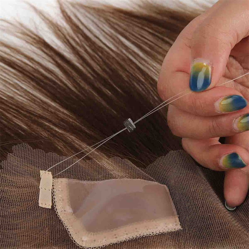 Full Lace Human Hair Topper with Halo Wire for Receding Hairline