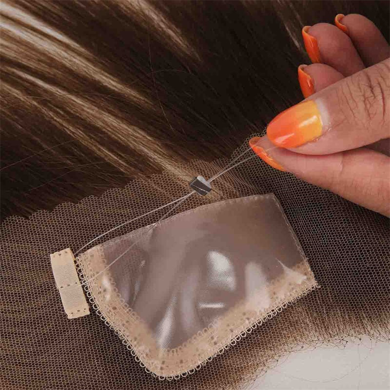 Full Lace Human Hair Topper with Halo Wire for Receding Hairline