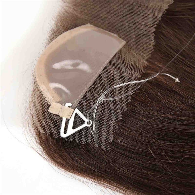 Full Lace Human Hair Topper with Halo Wire for Receding Hairline