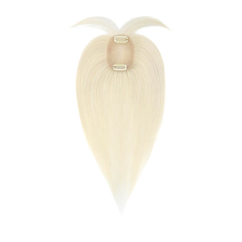 Daphne ︳Human Hair Topper With Bangs 6*9CM Lace Base Bleach White
