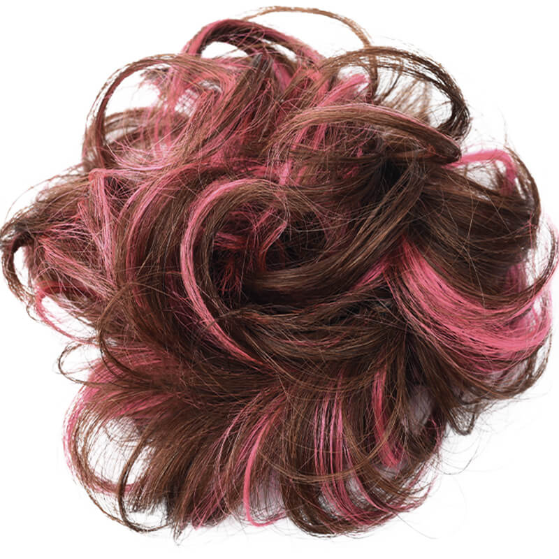 Colored Messy Bun Scrunchies Human Hair Extensions
