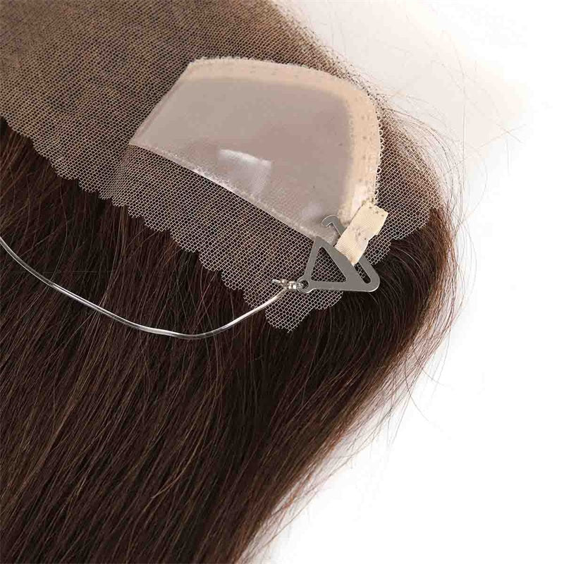 Full Lace Human Hair Topper with Halo Wire for Receding Hairline