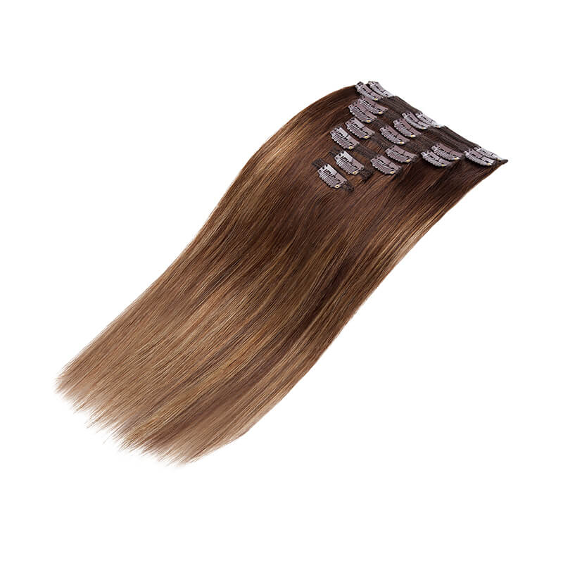 Balayage Clip In Human Hair Extension Multi Wefts Full Volume