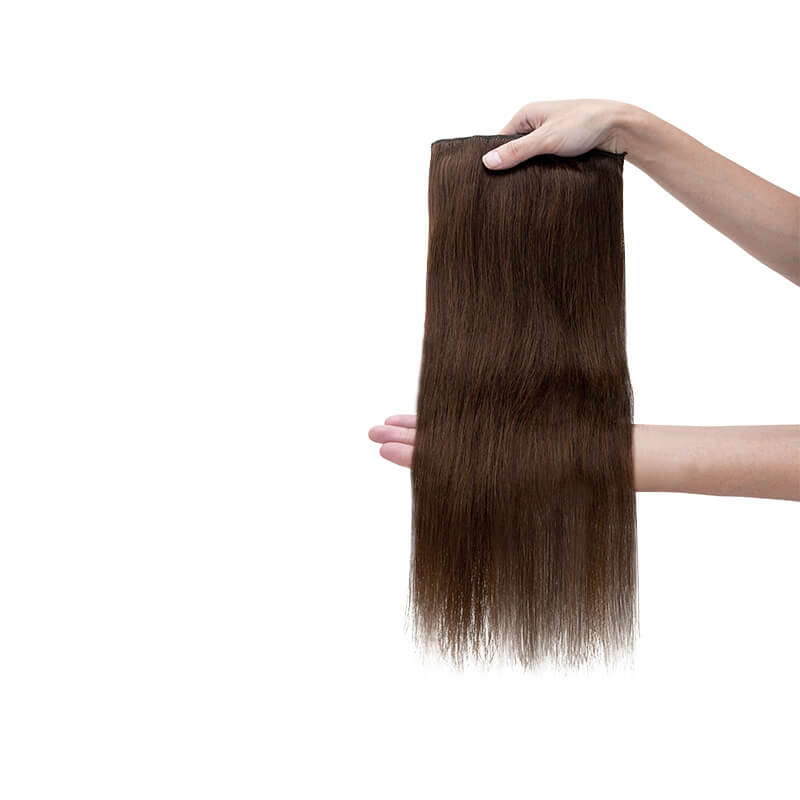 Brown Clip In Human Hair Extensions Natural Straight Multi Wefts Full Volume