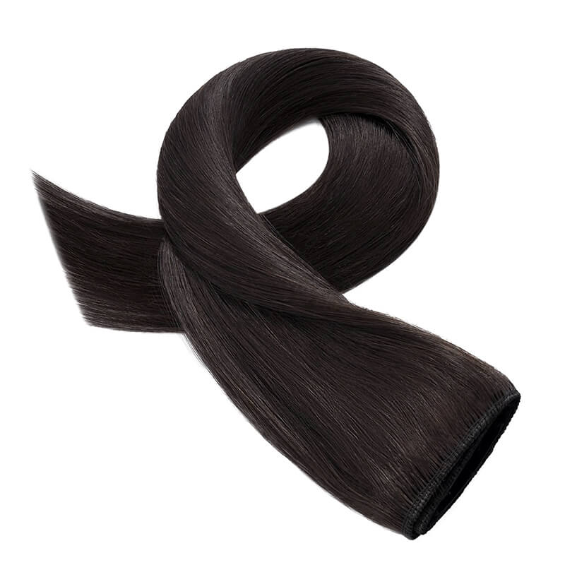 Black Clip In Human Hair Extensions Natural Straight Single Piece Full Volume