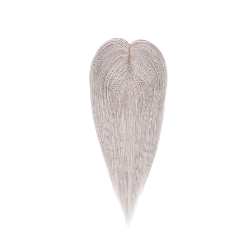Topper gris argenté de cheveux humains pour éclaircir la base en soie des cheveux 13*15cm