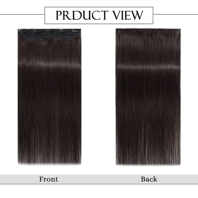 Black Clip In Human Hair Extensions Natural Straight Single Piece Full Volume