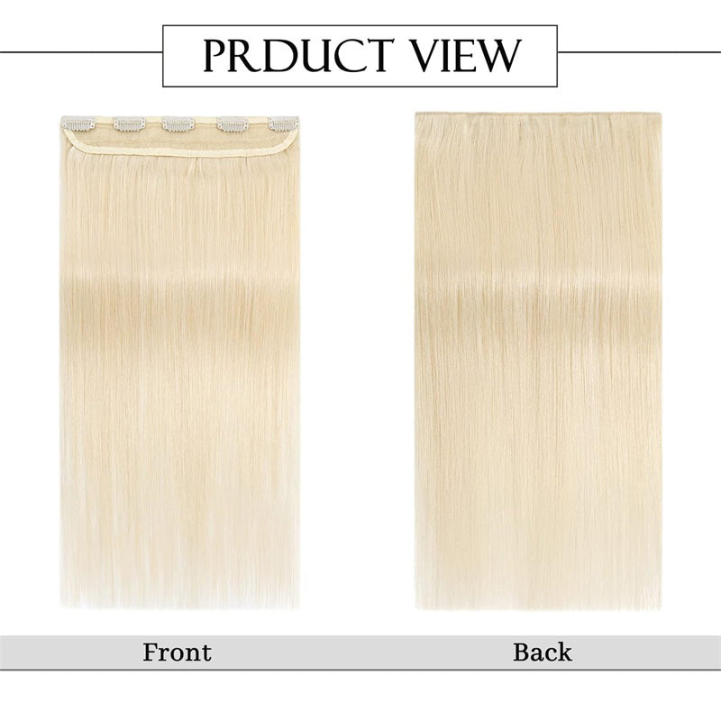 Blonde Clip In Human Hair Extensions Natural Straight Single Weft Full Volume
