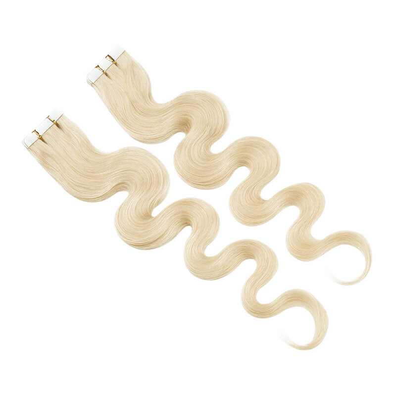 Blonde Invisi Tape 20pcs Wavy Hair Extensions E-LITCHI® Hair