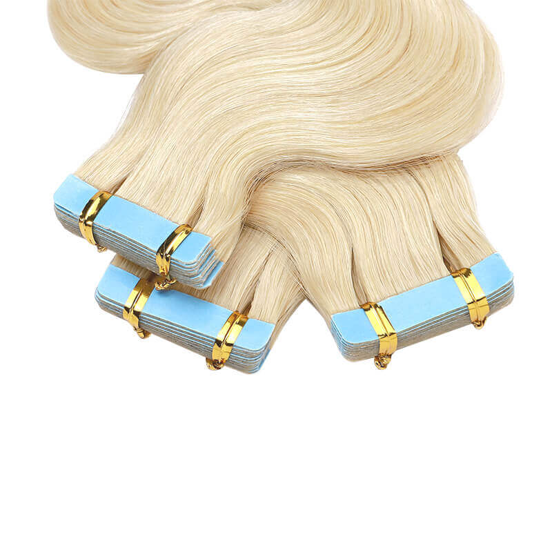 Blonde Invisi Tape 20pcs Wavy Hair Extensions E-LITCHI® Hair