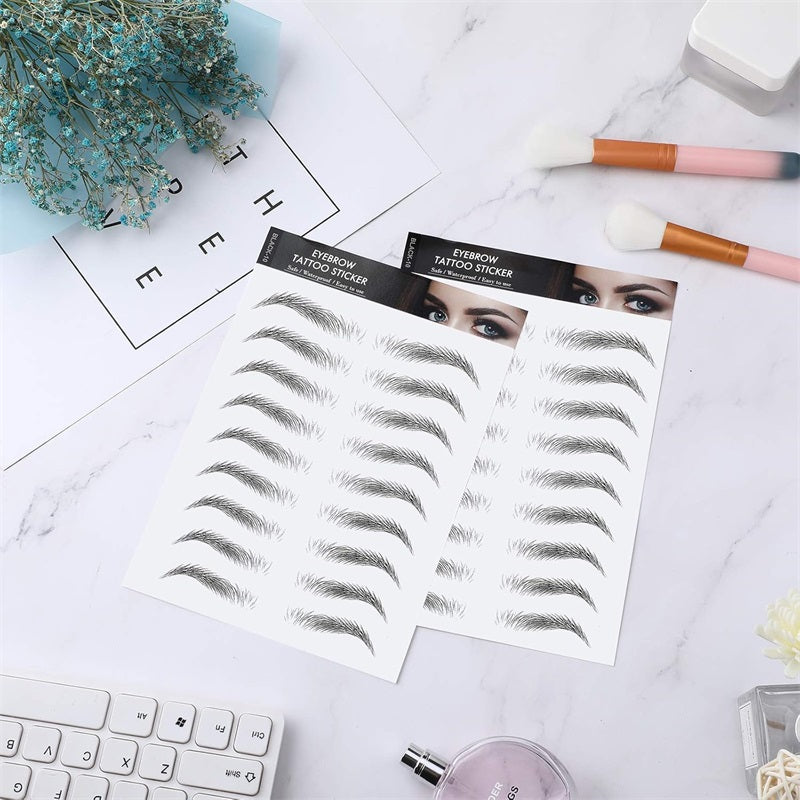 6D Hair Like Waterproof Eyebrow Tattoos Stickers Black Brown