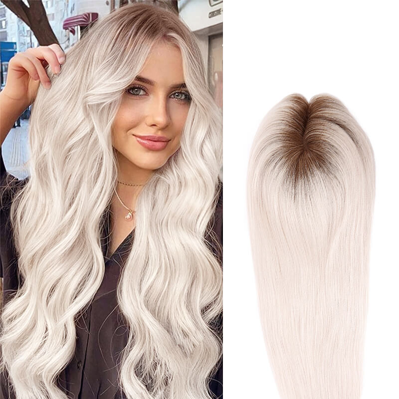 Lily ︳Mono Base 3x5" Topper en cheveux humains pour cheveux clairsemés