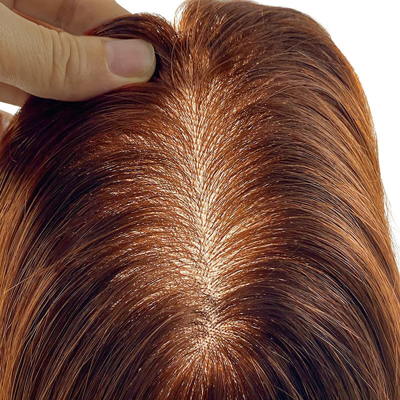 Summer ︳Auburn 3x5" Topper de cheveux humains à base de soie complète