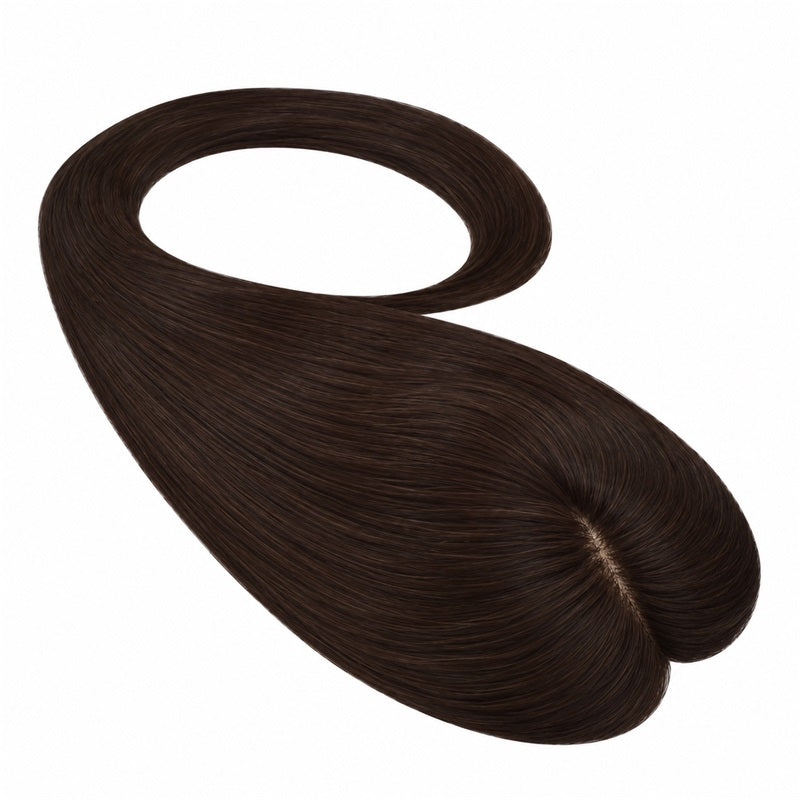 E-litchi Summer ︳28 Inch Long Hand Tied Full Silk Base Human Hair Topper 4x4 inch Silk Base 150% Density 28" / #02 Dark Brown