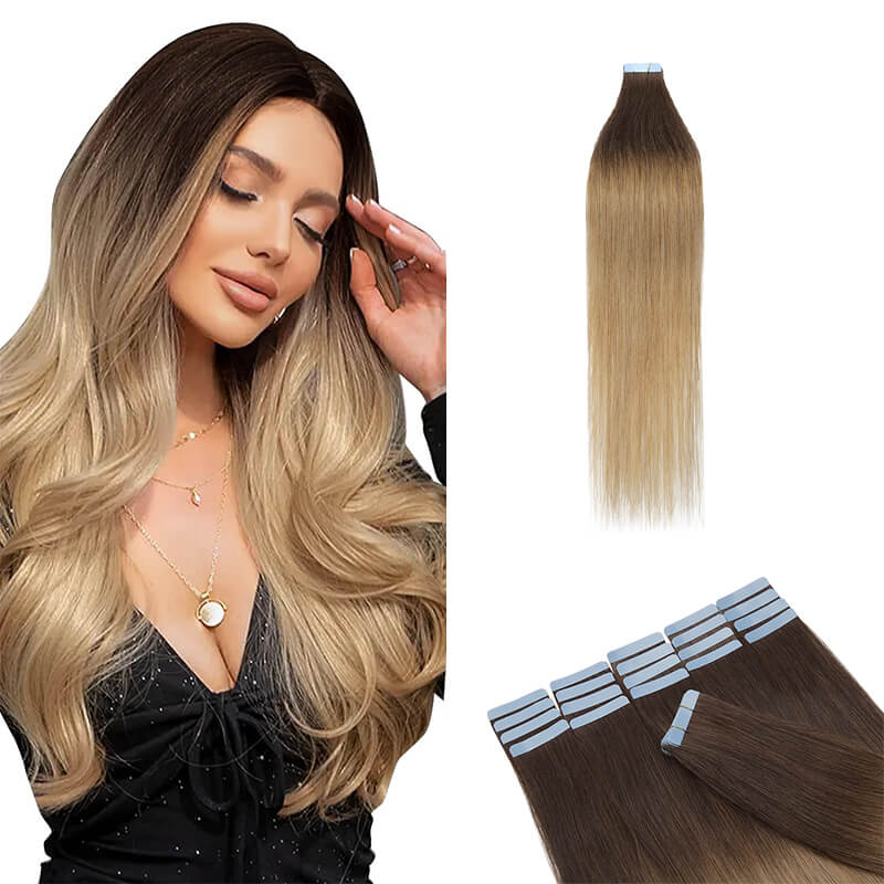 Ombre Tape In Human Hair Extension 20pcs Natural Straight