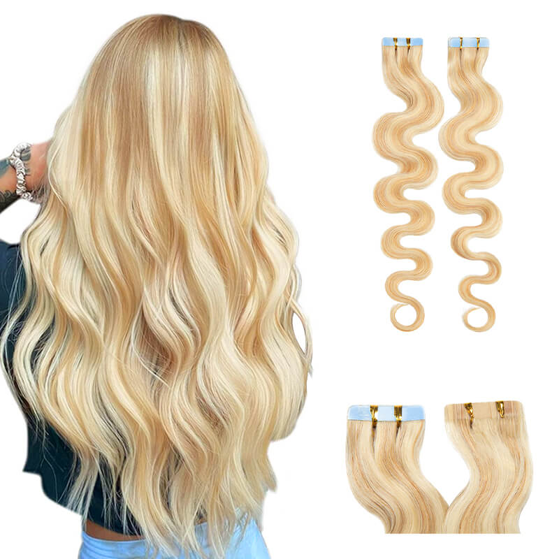 Mettez en surbrillance la bande dans les extensions de cheveux humains Body Wave 20pcs