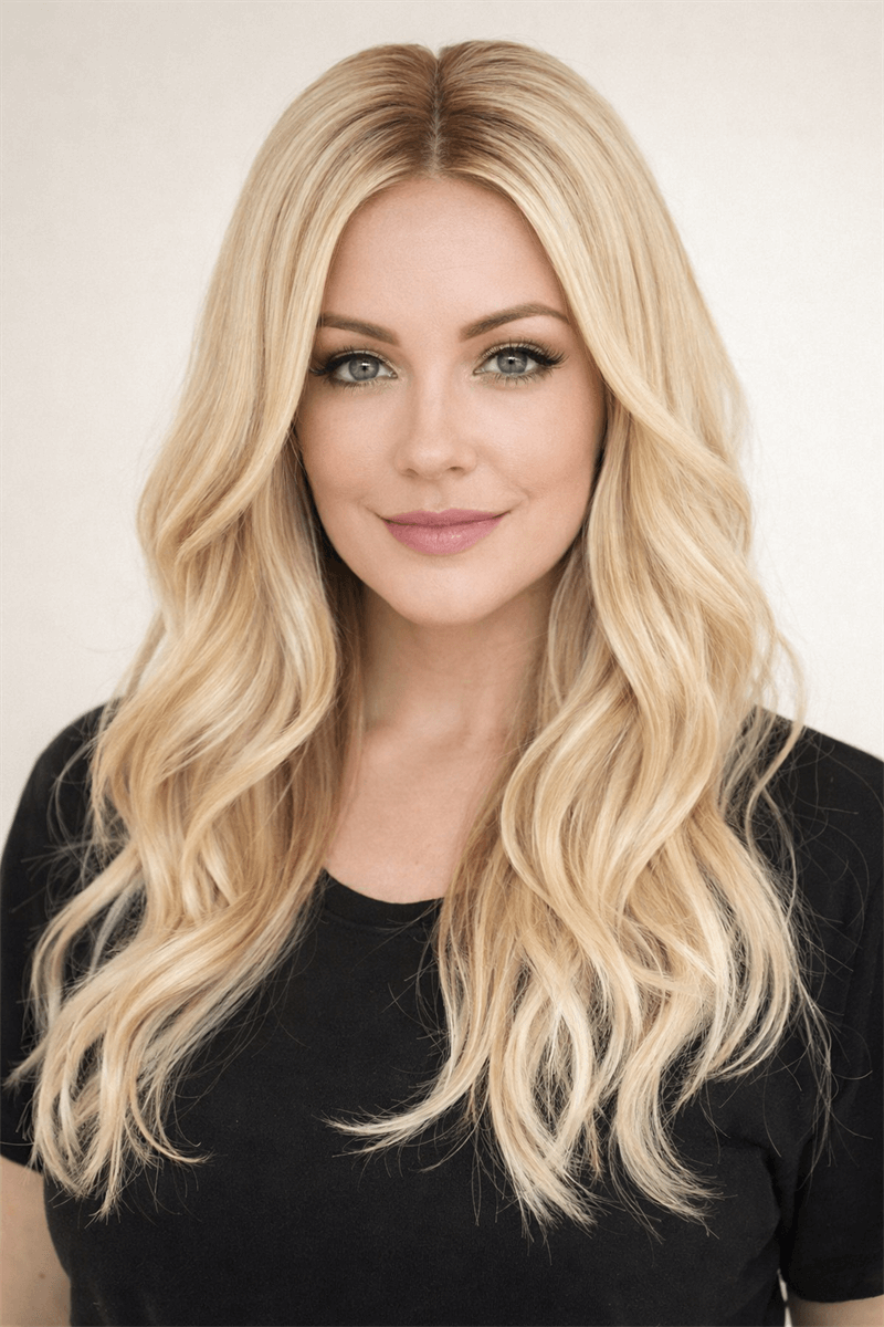 Chestnut Brown with Blonde Highlights Mono Top Human Hair Toppers for Women