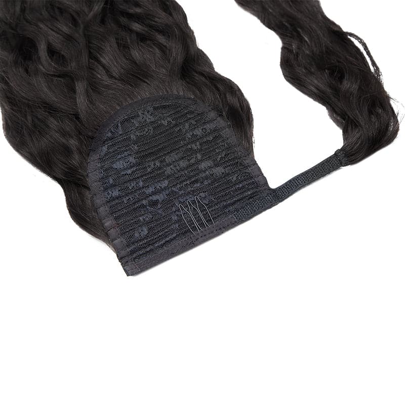 Curly Black Wrap Around Ponytail Human Hair Extensions E-LITCHI