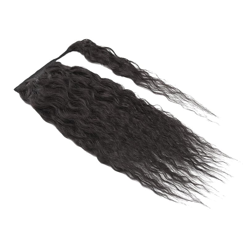 Curly Black Wrap Around Ponytail Human Hair Extensions E-LITCHI