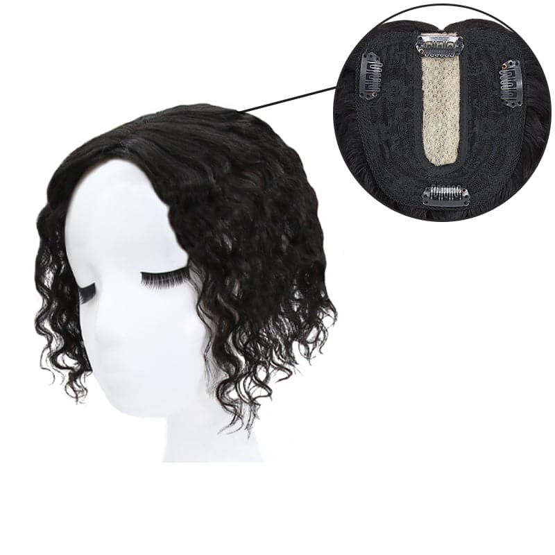 Susan ︳Curly Human Hair Topper For Thinning Crown 10*12cm Silk Base Jet Black E-LITCHI