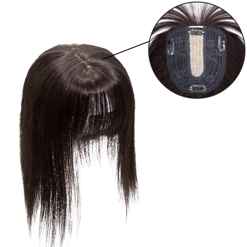 Susan ︳Dark Brown Human Hair Topper With Bang For Women Thinning Crown 10*12cm Base E-LITCHI