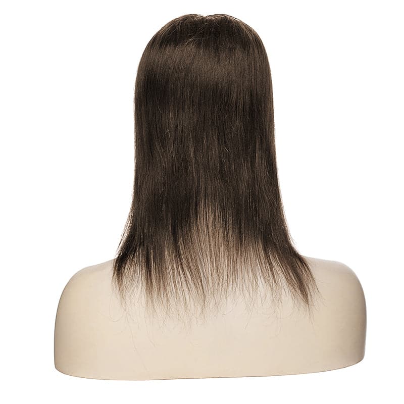 Dark Brown Human Hair Topper With Bang For Women Thinning Crown 10*10cm Base E-LITCHI