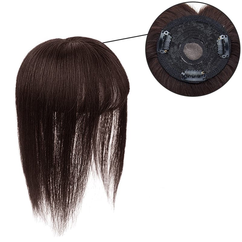 Brown 10*10 Base Human Hair Topper With Bang E-LITCHI