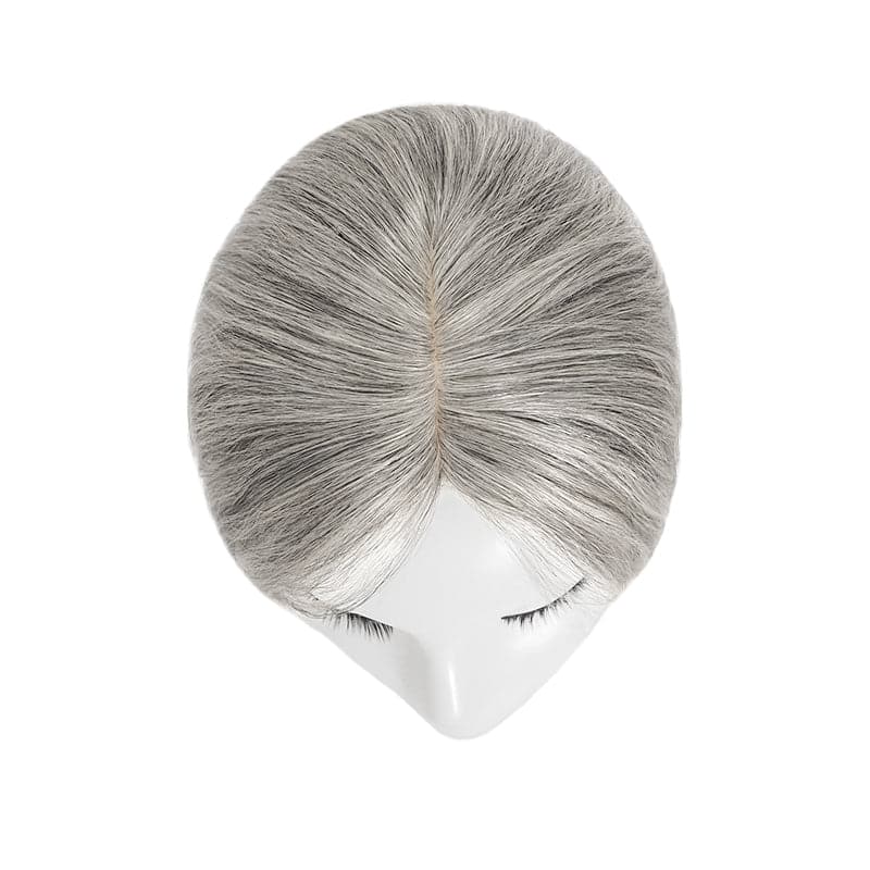 Susan ︳Wavy Mixed Grey Human Hair Topper For Women Thinning Crown 10*12cm Silk Base E-LITCHI