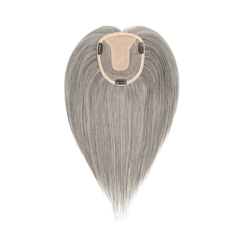 mixed grey human hair topper