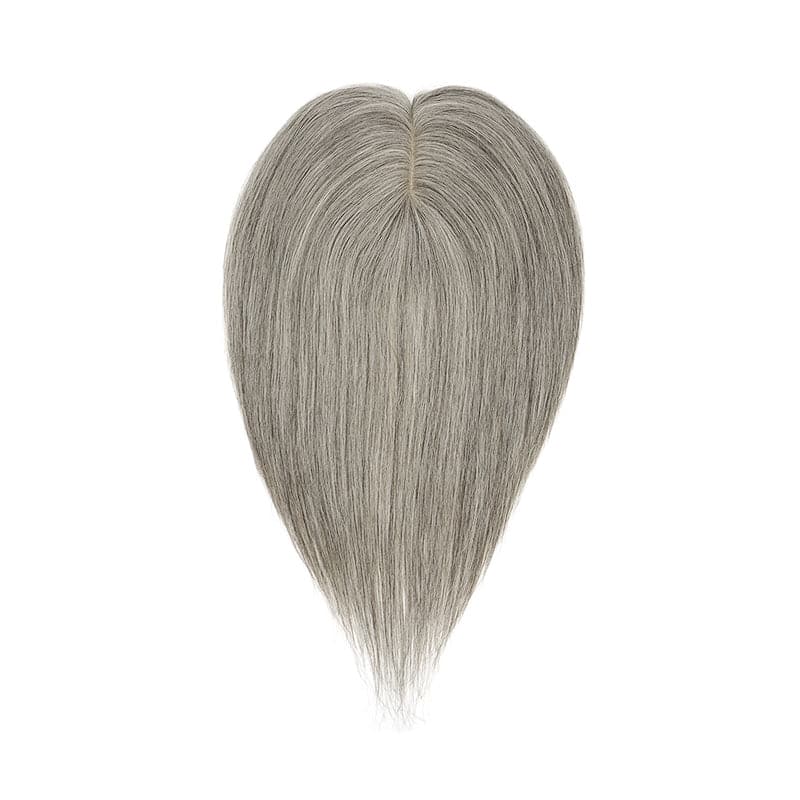 mixed grey human hair topper