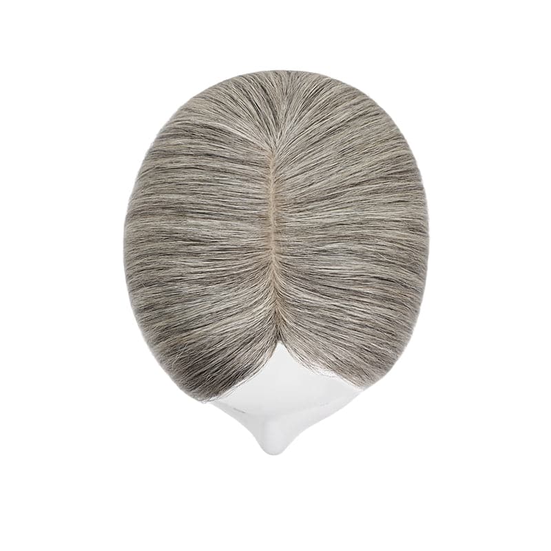 mixed grey human hair topper