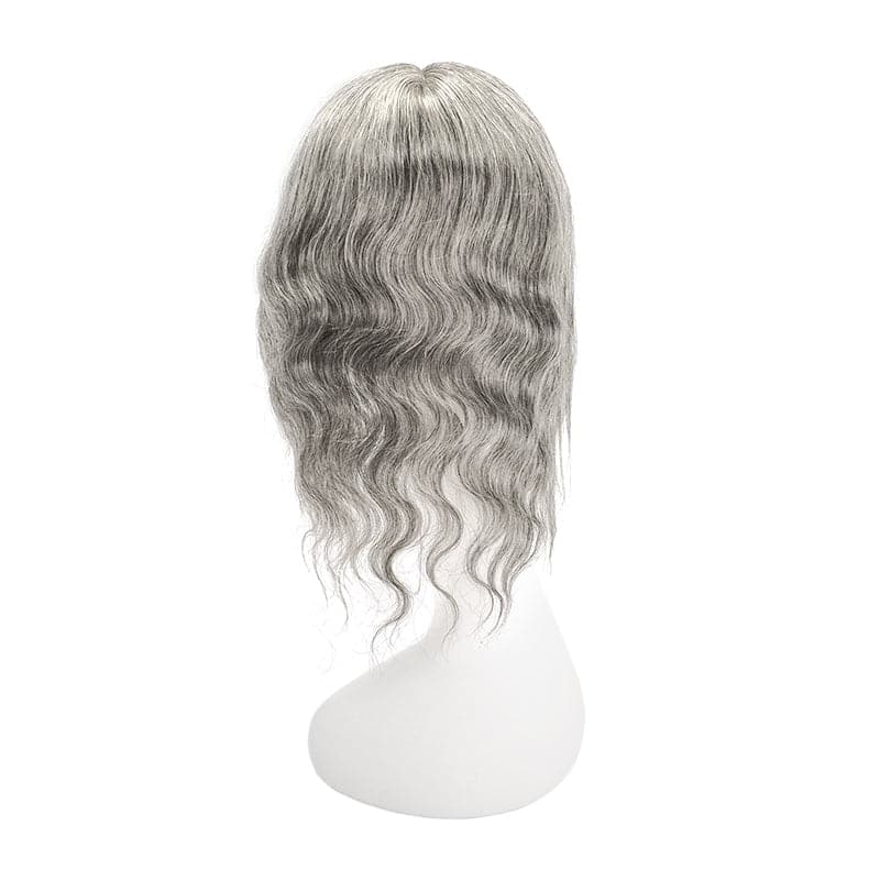 wavy salt and pepper grey human hair toppers