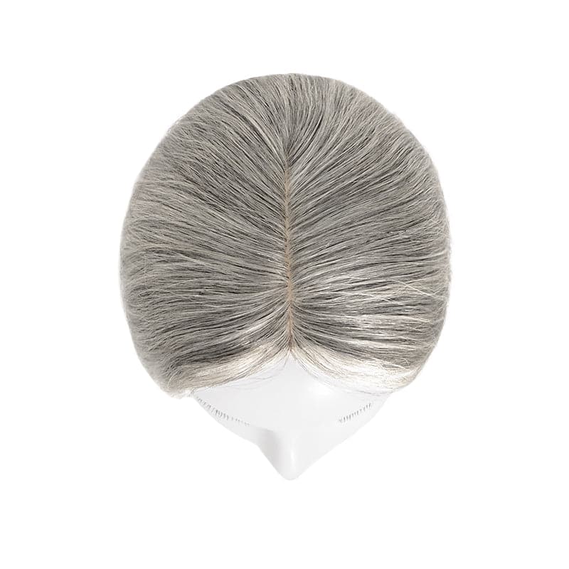 wavy salt and pepper grey human hair toppers
