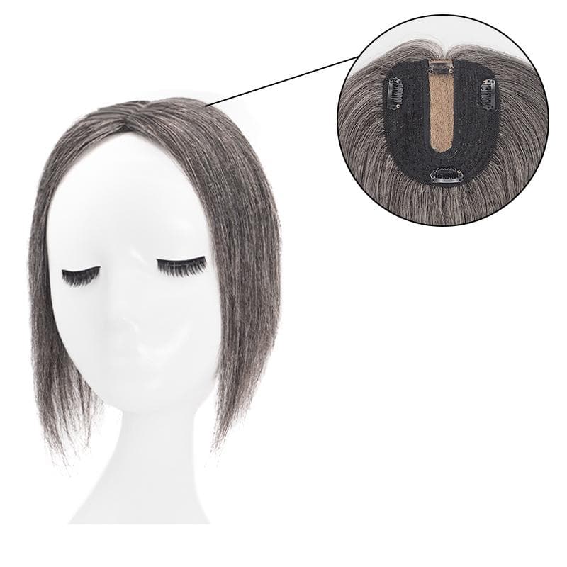 mixed grey human hair topper