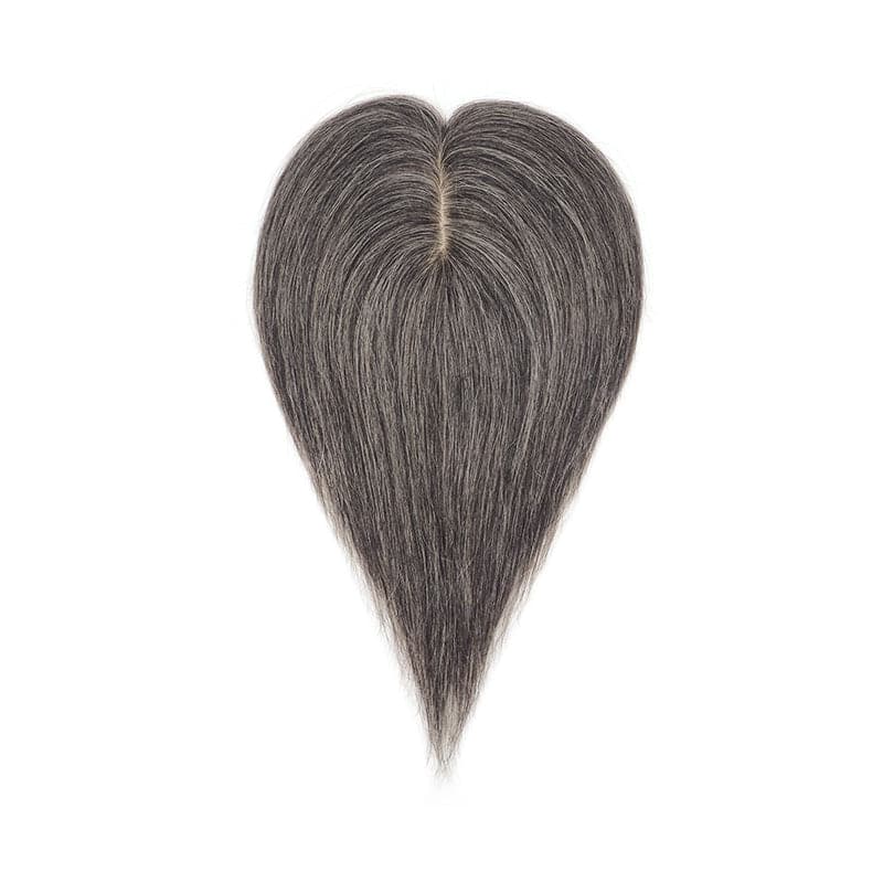 Mixed Grey Human Hair Topper For Thinning Hair 13*15cm Silk Base E-LITCHI