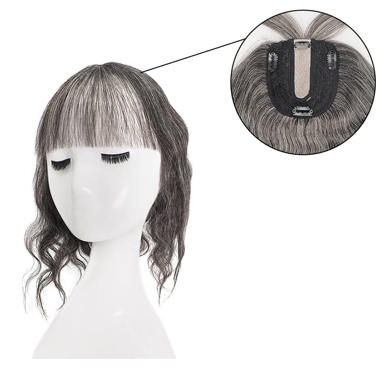 Susan ︳Mixed Grey 10*12 Silk Base Wavy Human Hair Topper E-LITCHI Hair