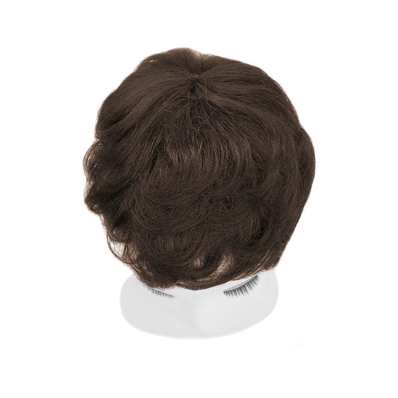 Human Hairpiece With Bangs For Women Short Hair 16*19cm Mono Base Topper Medium Brown E-LITCHI Hair