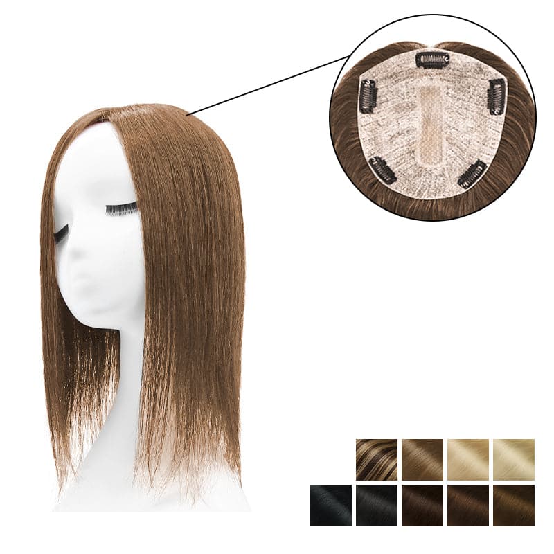 Human Hair Topper With Bangs 15*16cm Base All Shades E-LITCHI