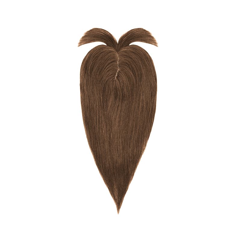 Human Hair Topper With Bangs Medium Brown 15*16cm Base E-LITCHI