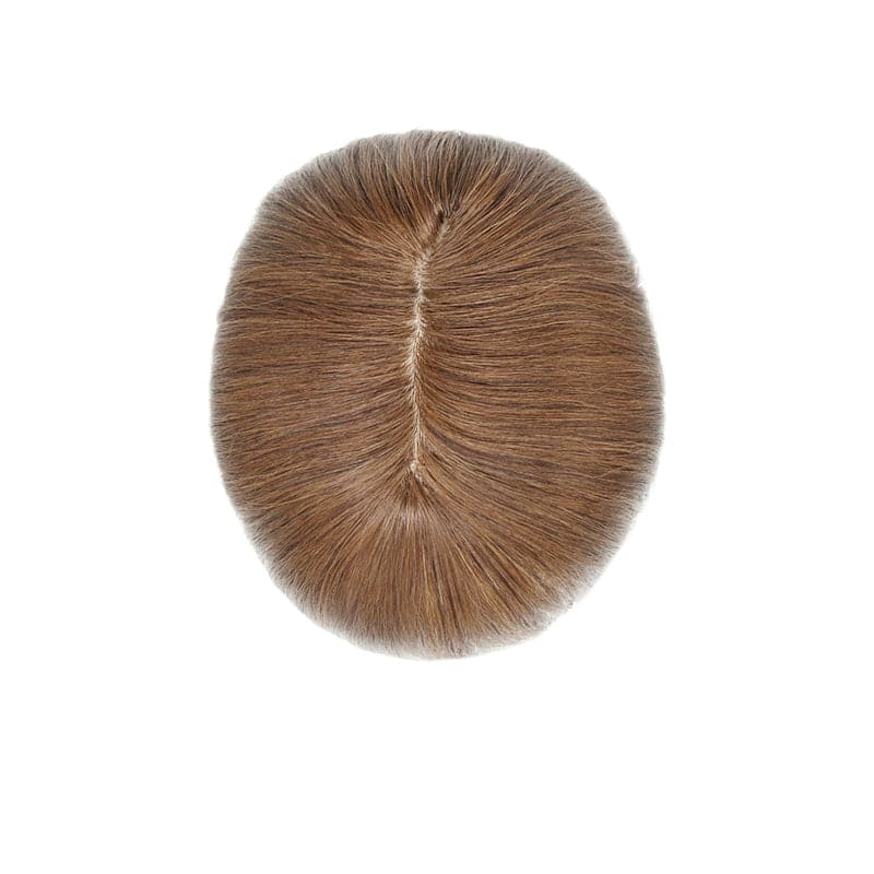 Human Hair Topper With Bangs Medium Brown 15*16cm Base E-LITCHI