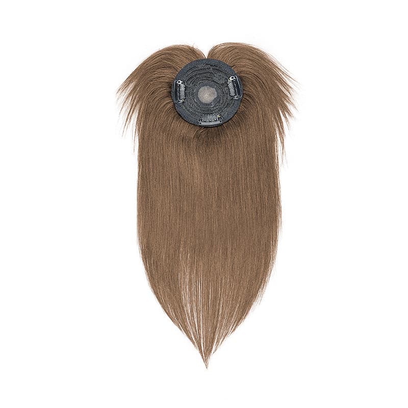 Medium Brown Human Hair Topper With Bang For Women Thinning Crown 10*10cm Base E-LITCHI