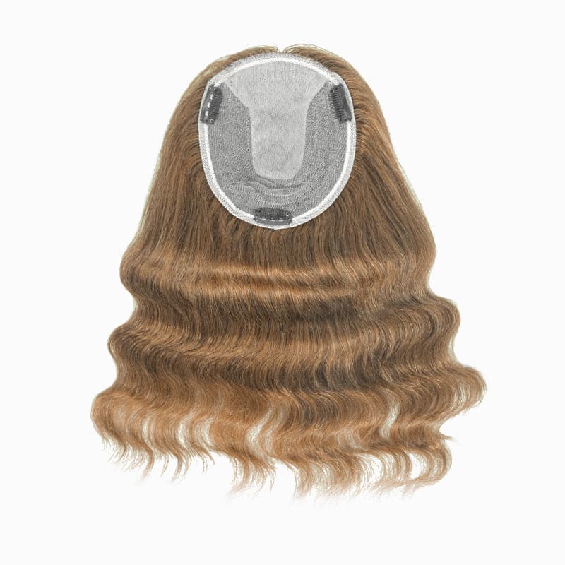 Wavy Human Hair Topper Light Brown 13*15cm Silk Base E-LITCHI