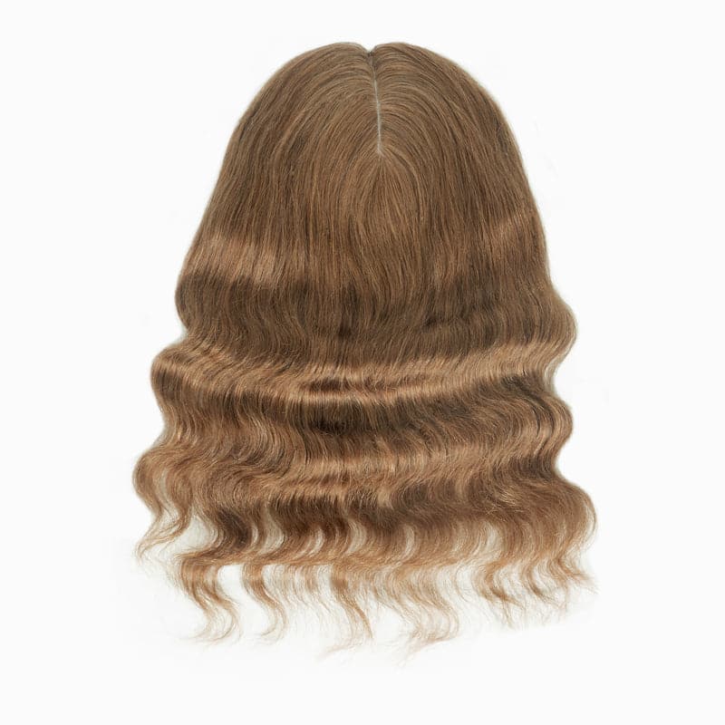 Wavy Human Hair Topper Light Brown 13*15cm Silk Base E-LITCHI