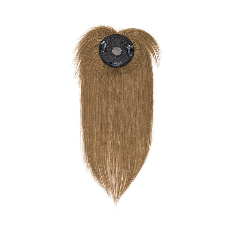 Light Brown Human Hair Topper With Bang For Women Thinning Crown 10*10cm Base E-LITCHI