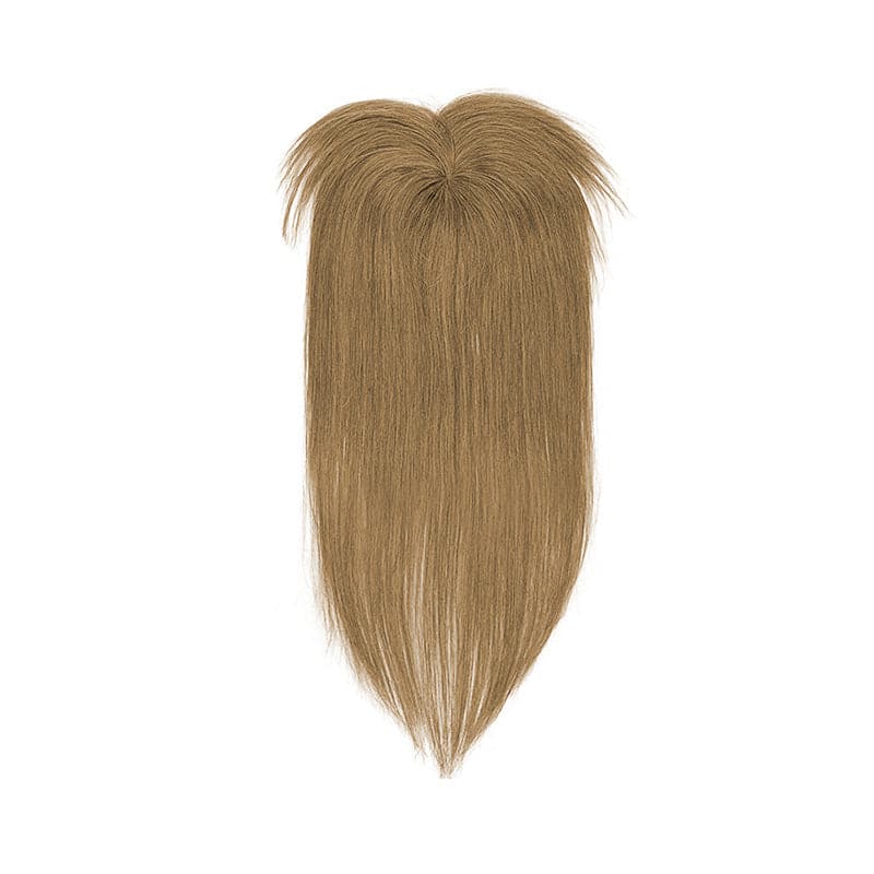 Light Brown Human Hair Topper With Bang For Women Thinning Crown 10*10cm Base E-LITCHI