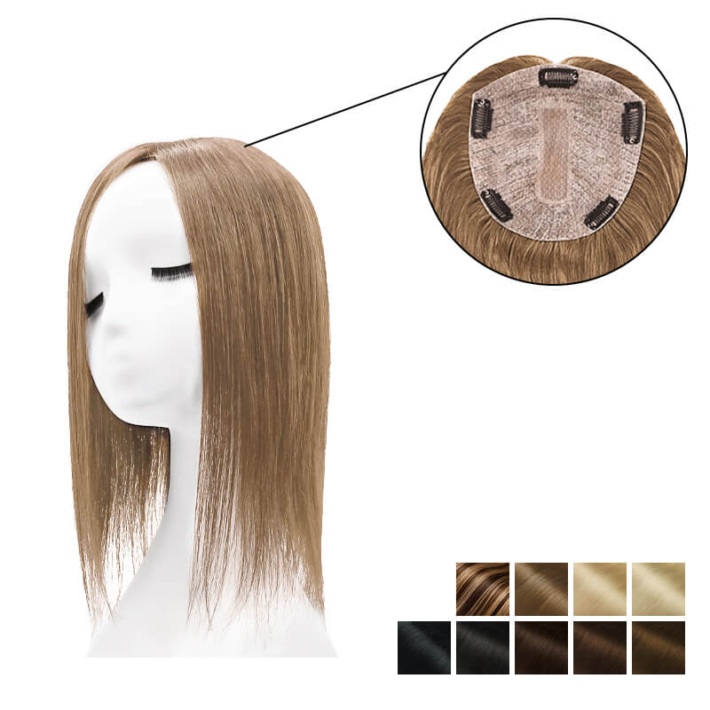 Human Hair Topper With Bangs 15*16cm Base All Shades E-LITCHI