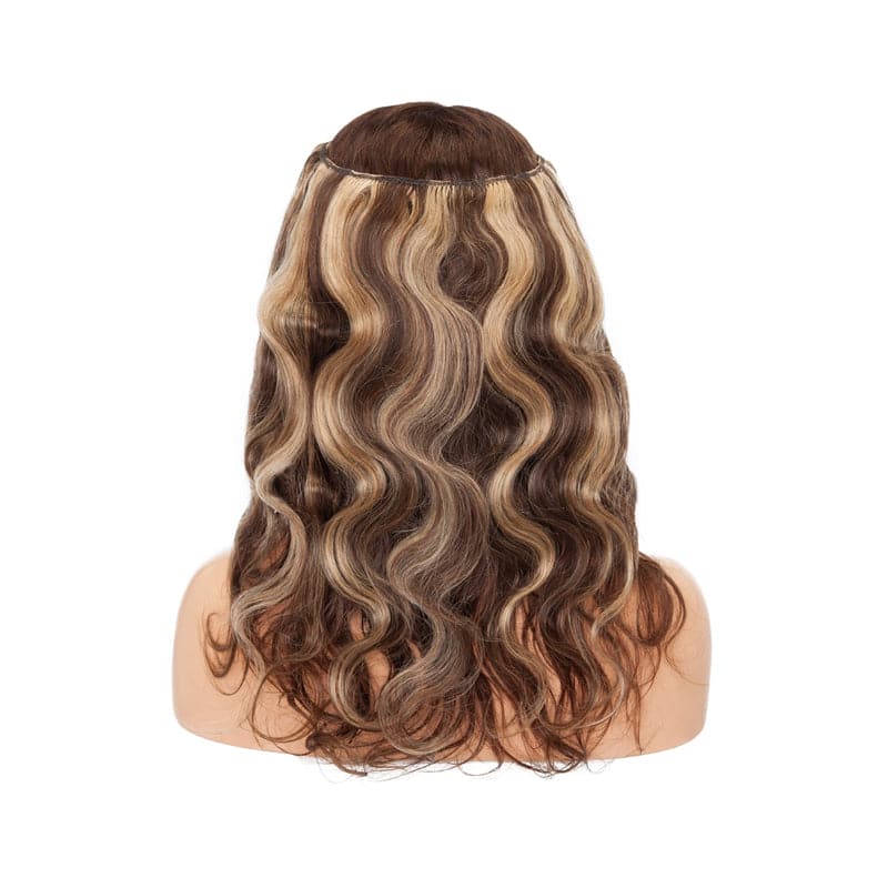 Human Hair Extensions 16"-24" Highlights Halo Wavy Wigs Light Volume E-LITCHI® Hair